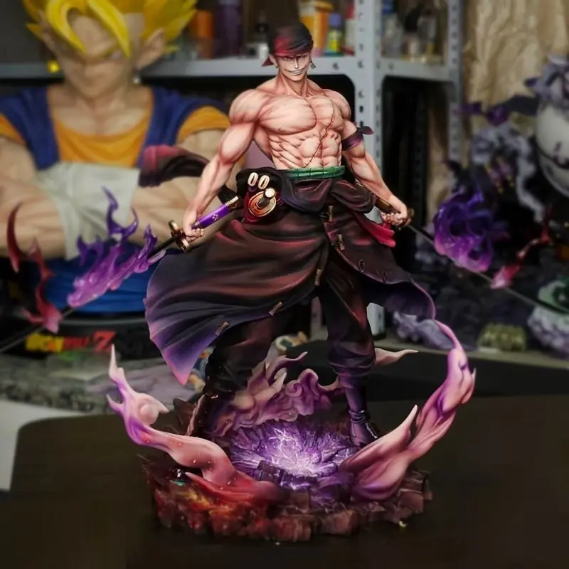 

New One Piece Roronoa Zoro Gk Figure Double Head Sculpt Glowable Anime Model Statue Desktop Decor Ornament For Adult