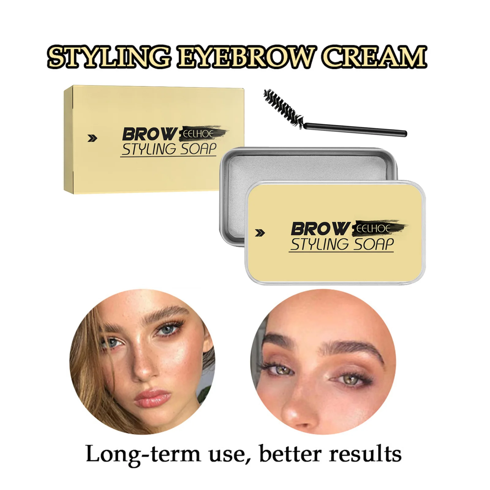 Natural Transparent 3D Eyebrow Styling Cream Waterproof Quick-drying Makeup Eyebrow Sculpt Soap Wild Brow Pomade Setting Gel Wax