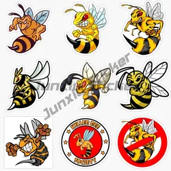 Cartoon Bee Angry Strong Bee Car Sticker Bee Reject  Despise Gesture Motorcycle Car Helmet Car Window Body Stickers Accessories