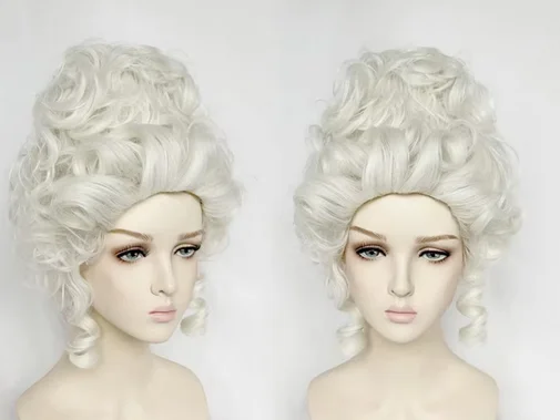 Marie Antoinette Cosplay Wigs Princess Medium Curly Heat Resistant Synthetic Hair Wig + Wig Cap