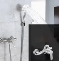 304 Stainless Steel Shower Faucet Triple Bathtub Faucets Hot and Cold Mixer Valve Nozzle Tap Wall Mounted Bathroom Accessories