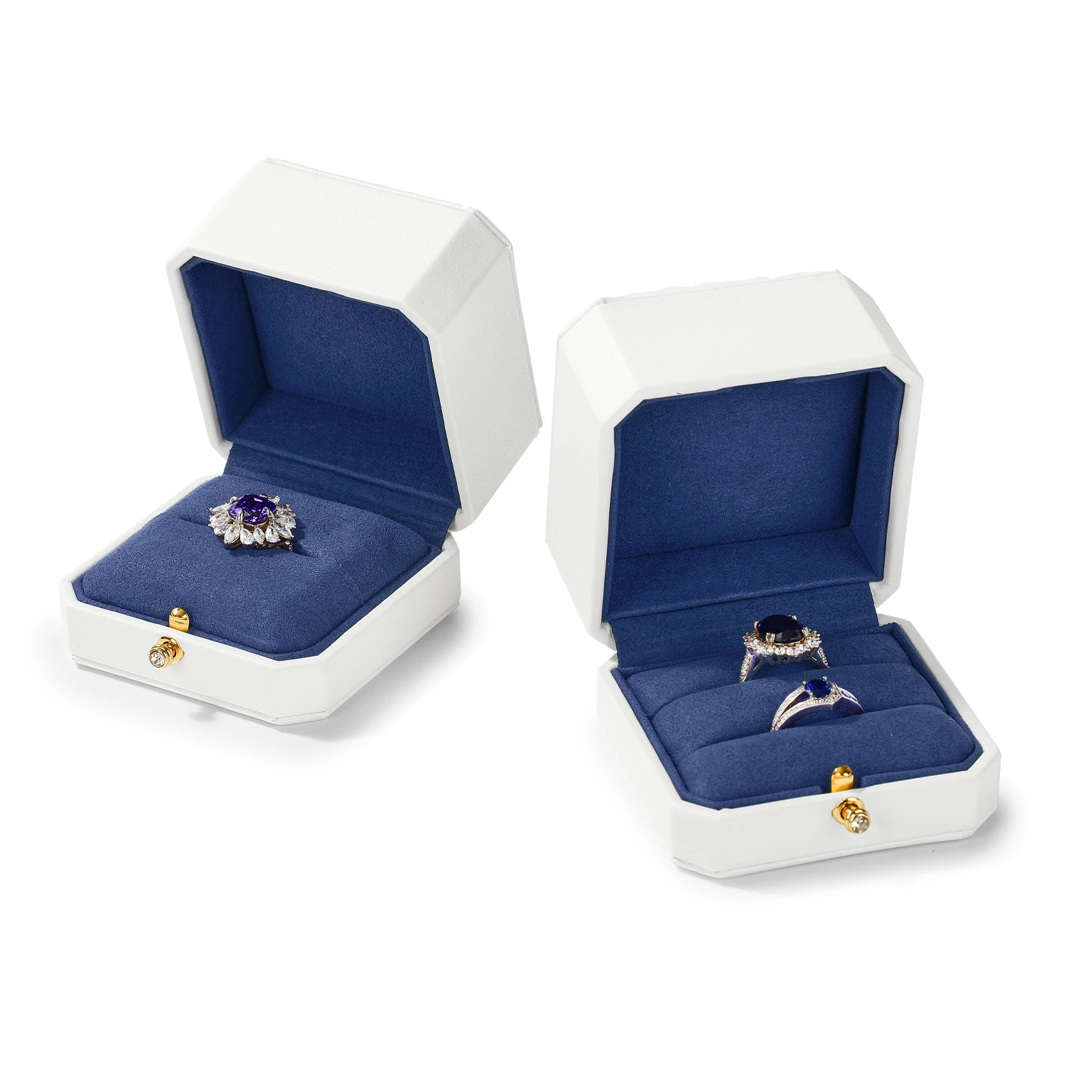 Oirlv Luxury Jewelry Gift Box Storage 2 Rings White Pu Leather Ring Necklace Gift Boxes Large White Bracelet Boxes For Jewellery