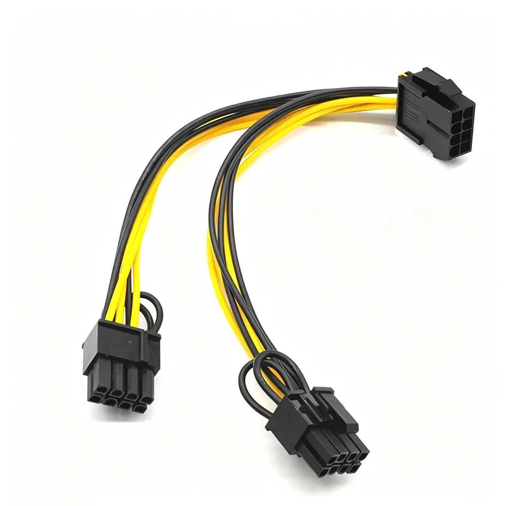 20cm 18AWG CPU 8Pin To Dual 8(6+2) PCIe GPU Power Splitter Cable PCI Express Graphics Card PSU Conversion Extension Adapter Cord