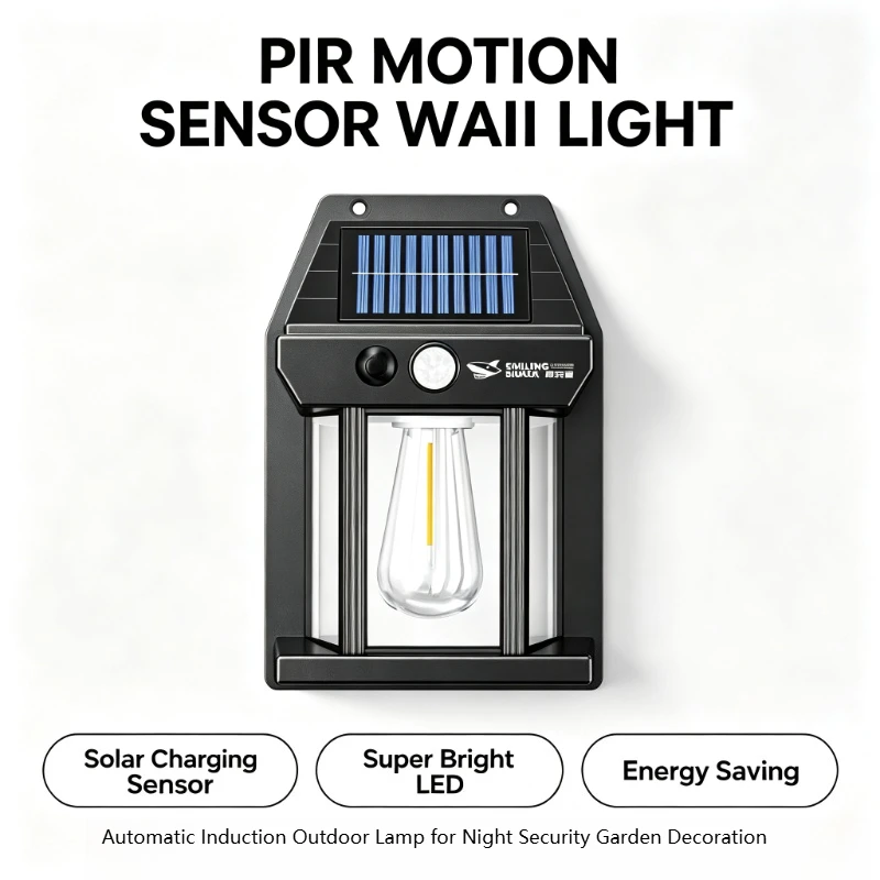 Solar Motion Sensor Wall Lamp Super Bright LED Auto Sensing Security Light Waterproof Outdoor Lighting Fixture BD-067