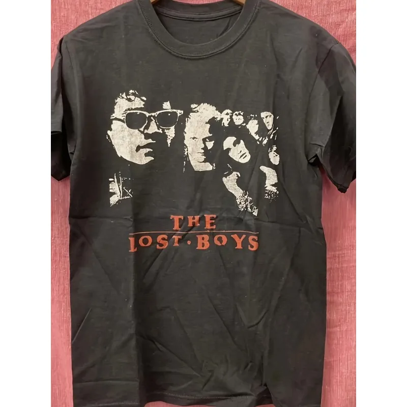 Retro 90s' Lost Movies' T-shirt - Iconic Corey Haim and Corey Feldman movie designs, black 'Lost Boys' logo print