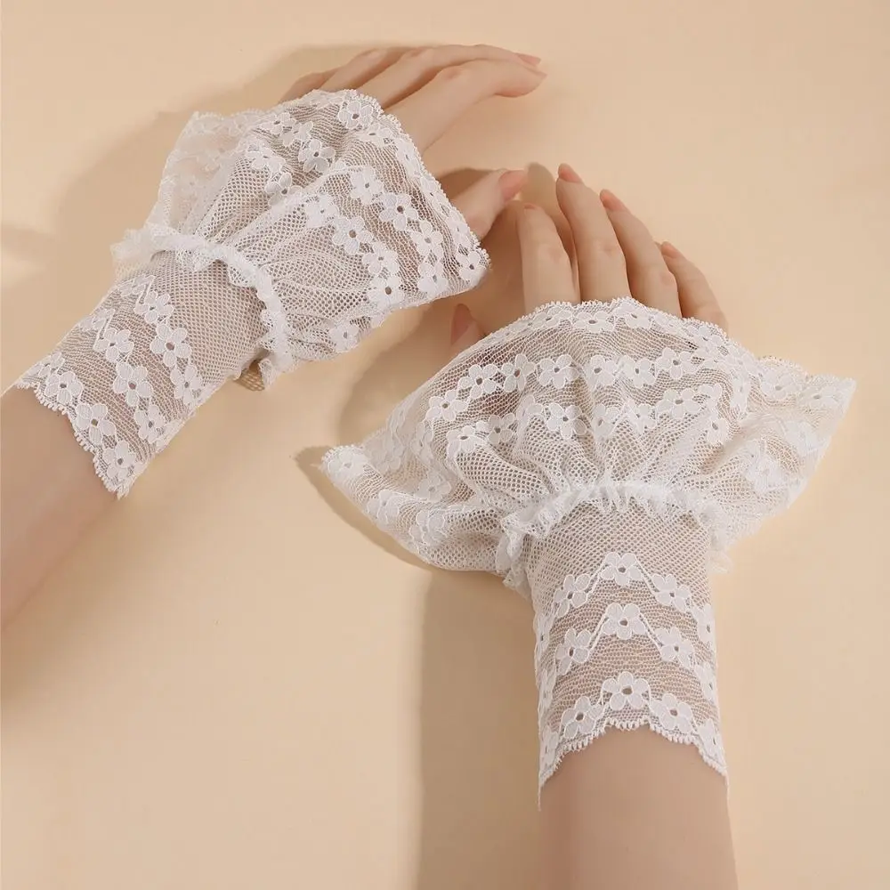 

New Embroidery Fake Cuff Detachable White Wrist Cuff Sweater Cuffs Nail Art Accessories