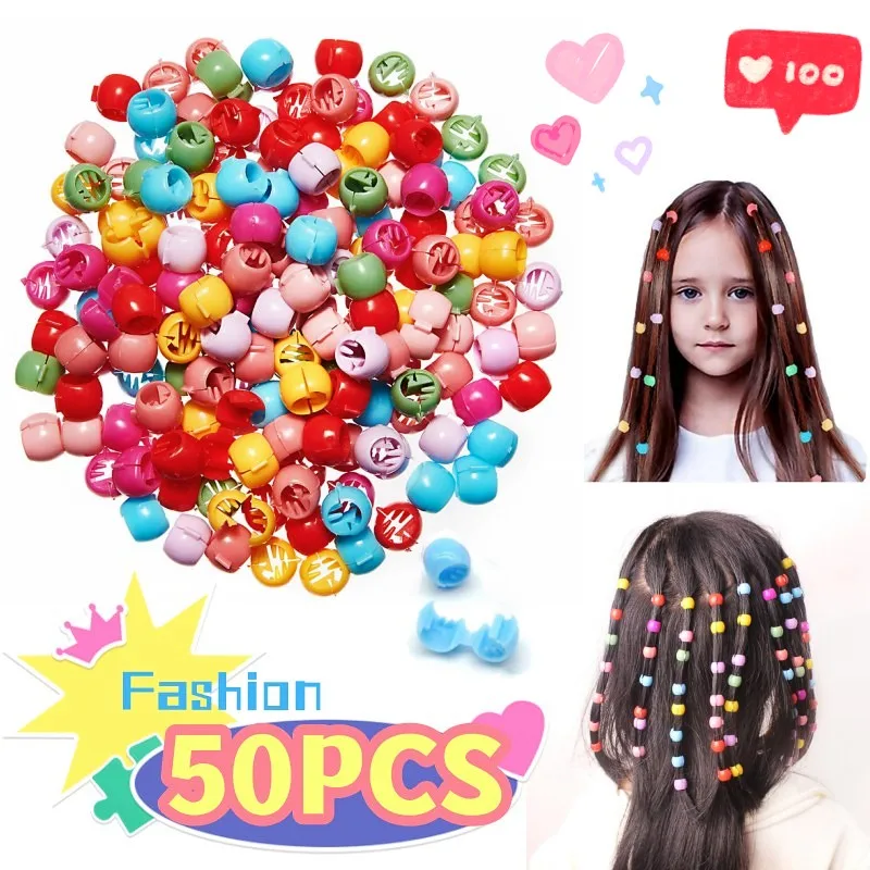 Cabelo tranças maker grânulos para meninas, colorido mini cabelo garra, cores doces fofas, grampos de cabelo de plástico, cabelo acessórios para crianças