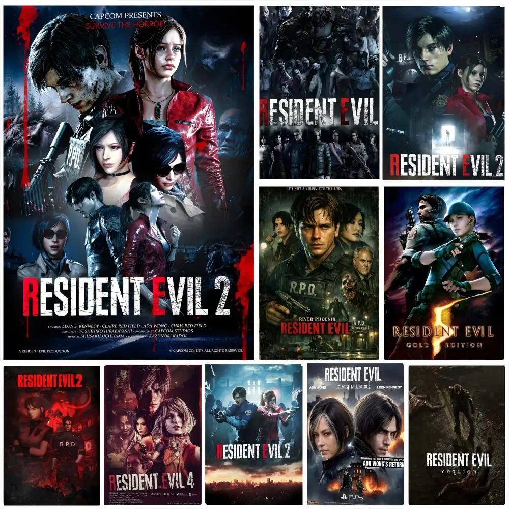 C-Classic H-Hot Video Game Resident-Evil Poster Self-adhesive Art Waterproof Paper Sticker Coffee House Bar Room Wall Decor