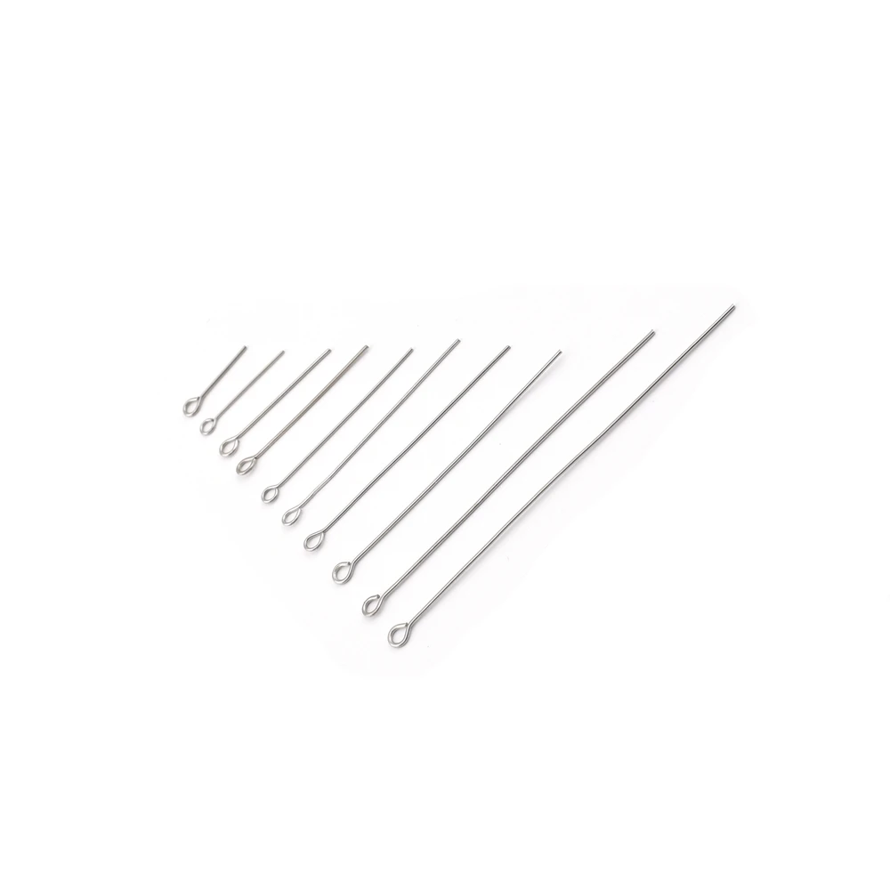 100Pcs/Lot 15-70mm Stainless Steel Eye Head Pins DIY Jewelry Findings Tassel Earrings Beading Headpins