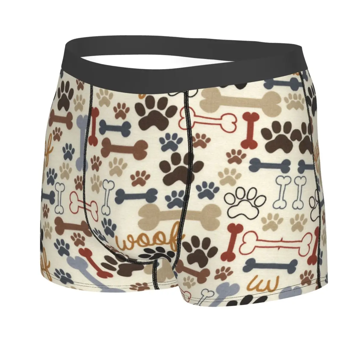 Custom Cool Dogs Paws And Bones Paw Print Boxers Shorts Panties Underpants Breathable Cute Pet Animal Footprint Briefs Underwear