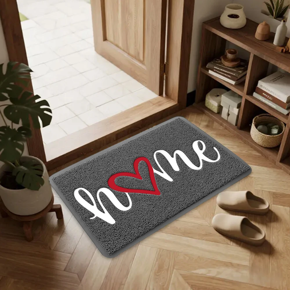 Welcome Home Carpet Mat Rug - Heart Pattern Non-Slip Door Mat Entrance Floor Decor for Living Room Home Decoration  Doormat