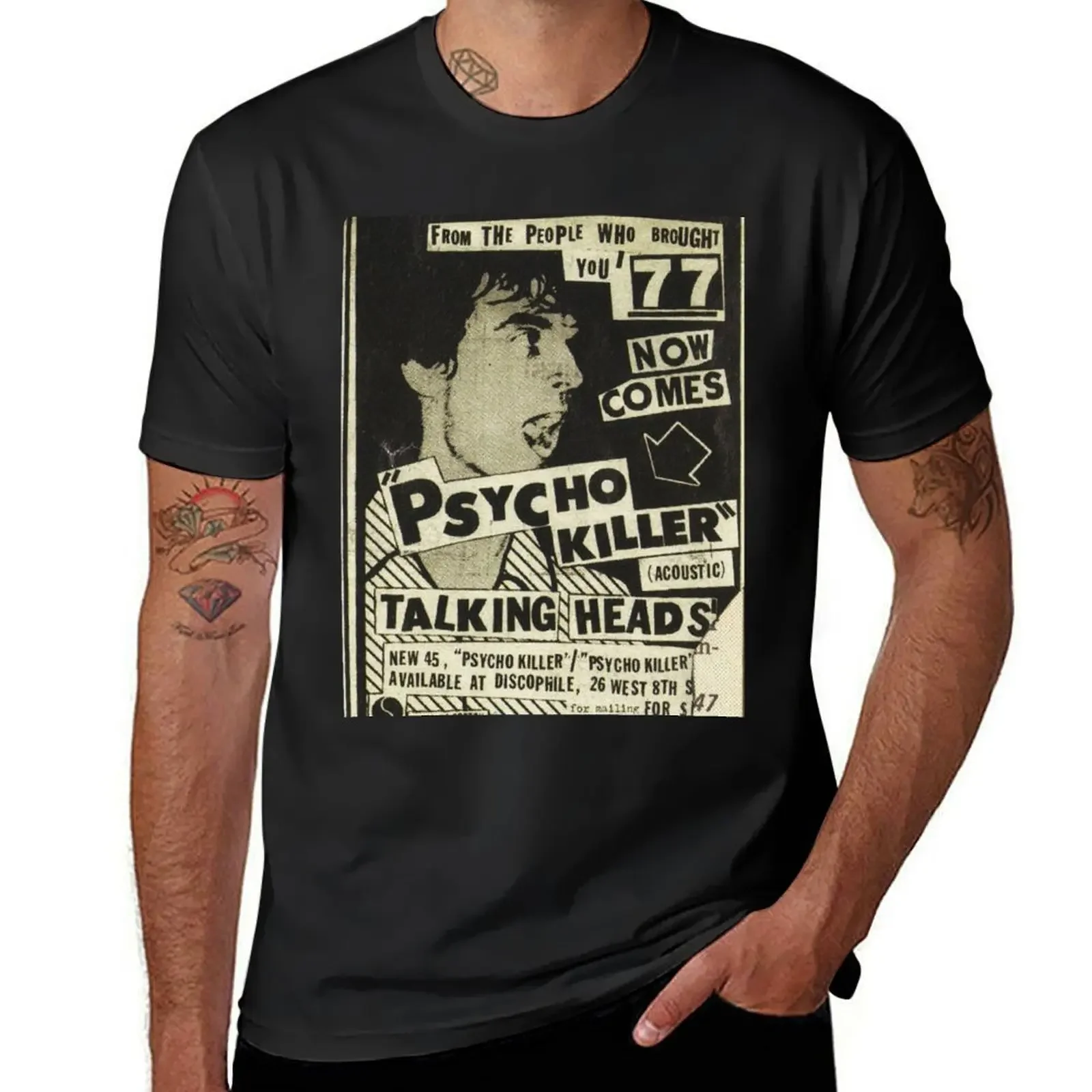 Psycho Killer - Talking Heads post-punk concert poster 1977 T-Shirt Blouse tops korean fashion mens graphic t-shirts hip hop