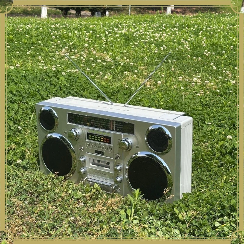 Large Retro CD & Tape Player All-in-One Wireless Bluetooth Speaker, HiFi High Fidelity Sound with Radio