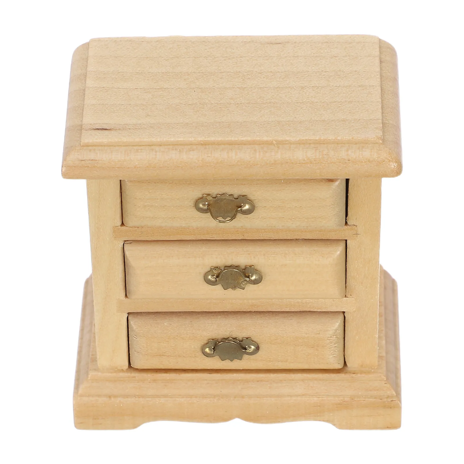 

Miniature Wooden Nightstand Khaki Vintage Drawer Cabinet DIY Bedroom Furniture Accessories Perfect Scale 1:12 Dollhouse Bedside