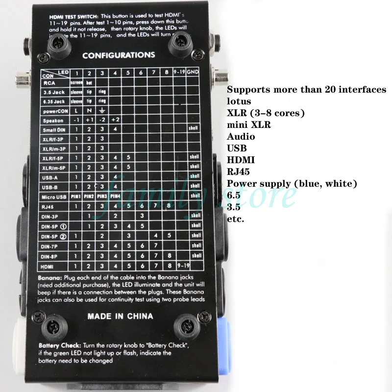 CT-04F, CT-20 multifunctional cable tester, USB/RJ45/HDMI/audio cable/XLR signal cable tester, can measure 15-20 types of cables