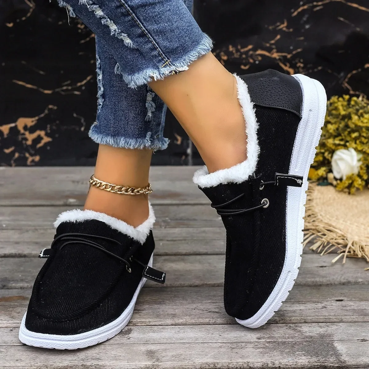 Lässige flache Baumwollstiefel, neue Winter-Sport-Plattform-Mode-Arbeitsschuhe, neue luxuriöse warme Plüschstiefel für Damen – Detail 4