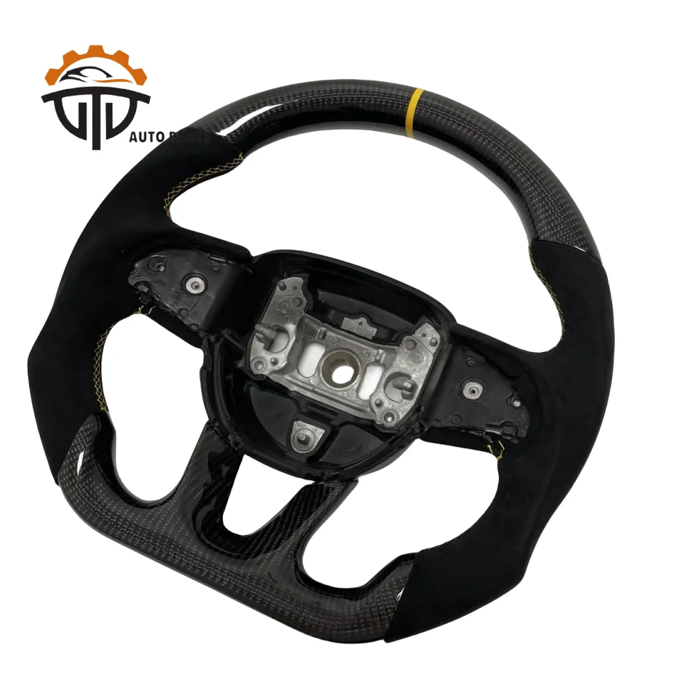 Accessories Vehicles Glossy Carbon Fiber Steering Wheel With Perforated Leather For Dodge SRT