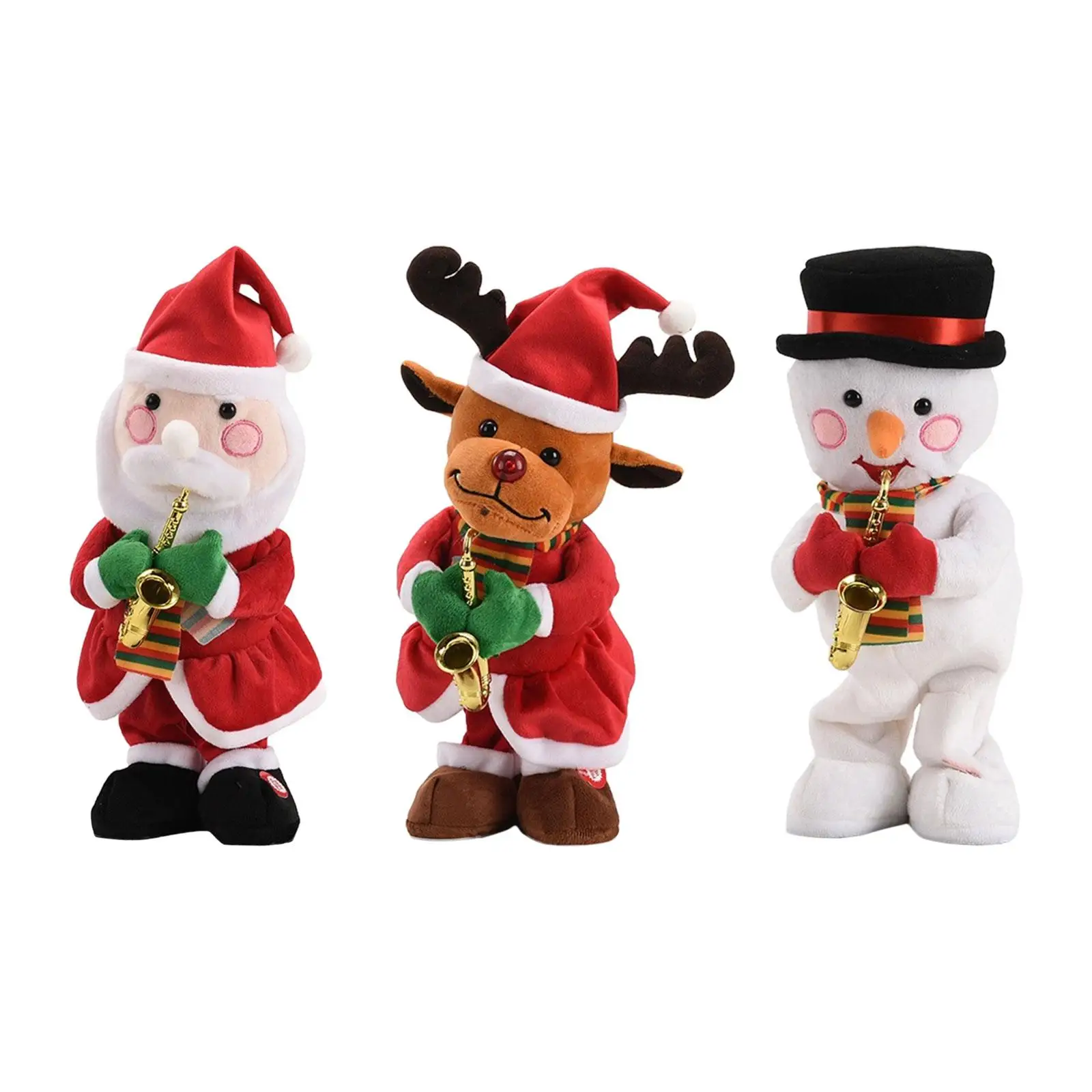 ไฟฟ้าของเล่นตุ๊กตาคริสต์มาสตกแต่งโต๊ะร้องเพลงเต้นรําตกแต่งเด็กของขวัญสําหรับวันหยุดในร่มบ้านห้องนอน