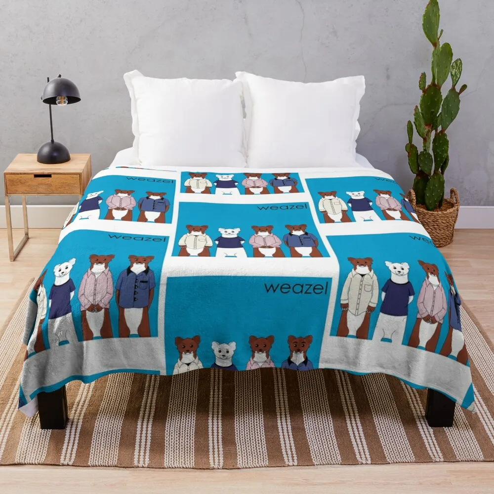 Weasel Blue Album Throw Blanket Hairys Retros Bed covers Decoratives Blankets