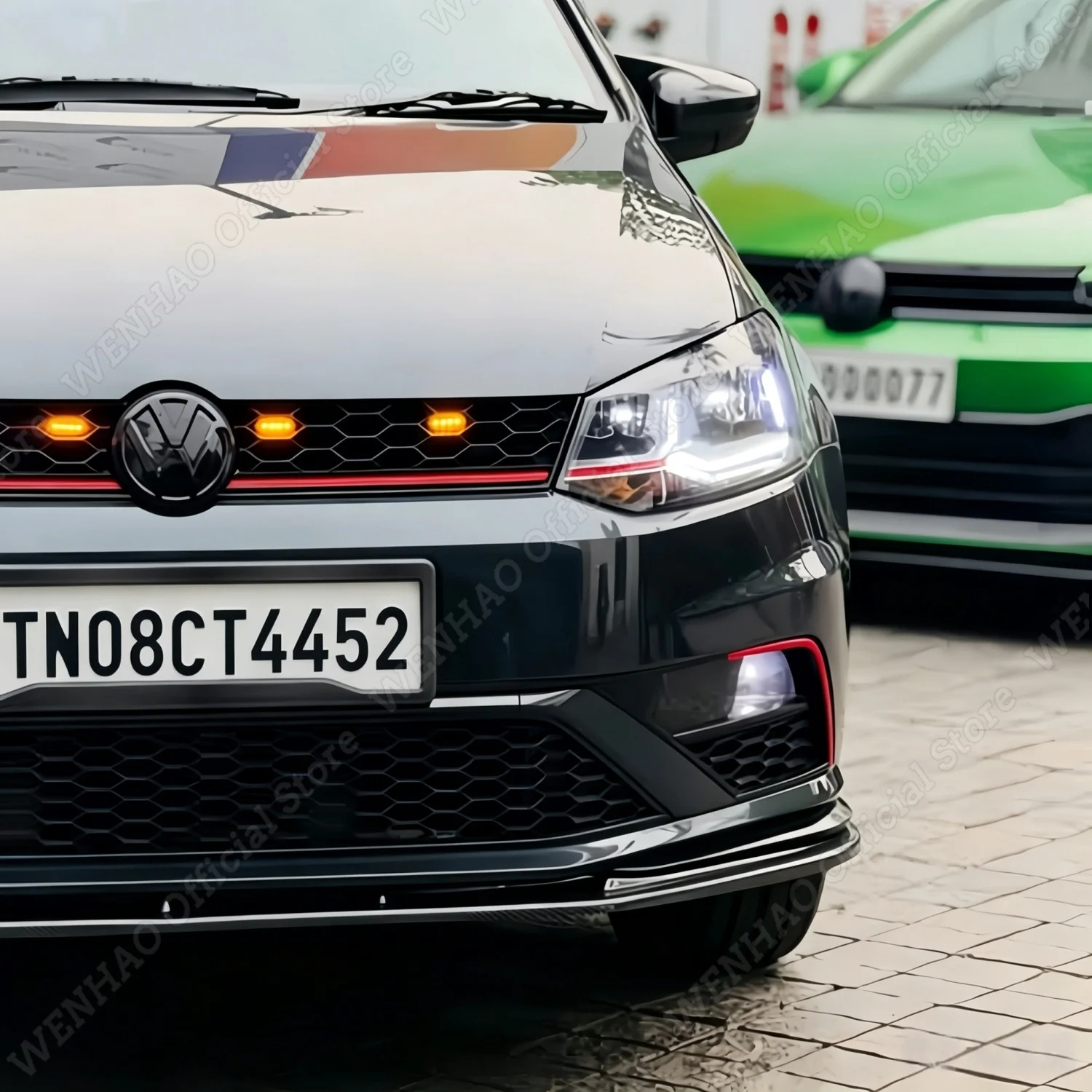 3Pcs Maxton Stil Glanz Schwarz Auto Frontschürze Lip Splitter Für VW Polo MK5 6C GTI GTD GTE Facelift 2014-2017 Tuning Body Kits – Detail 3