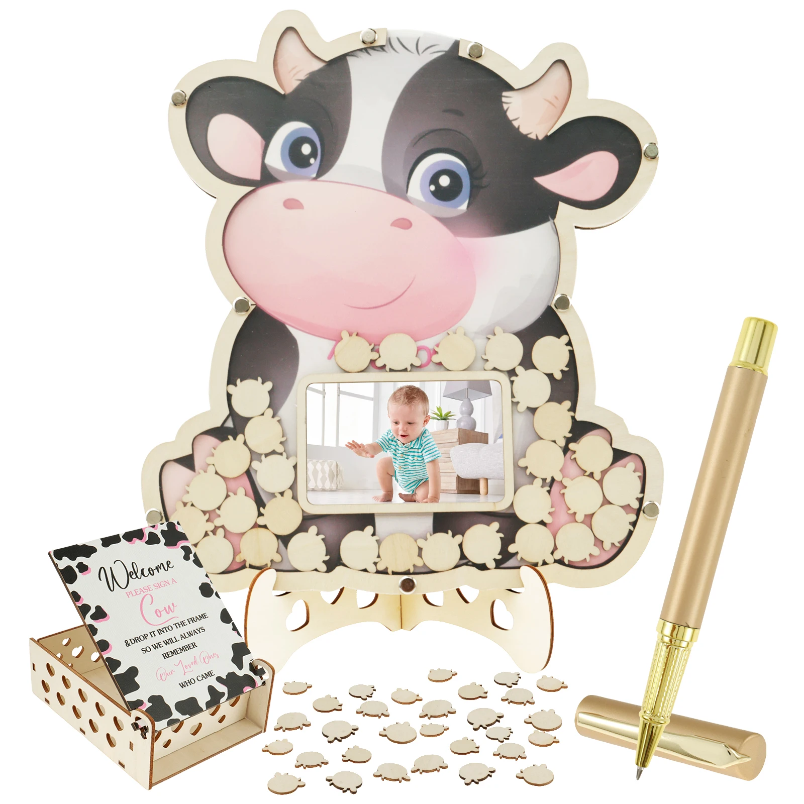 Baby Showers Guestbook Alternatives Set Firm Baby Shower Guest Book with Photo Frame Wood Baby Shower Decorations Baby Shower Si