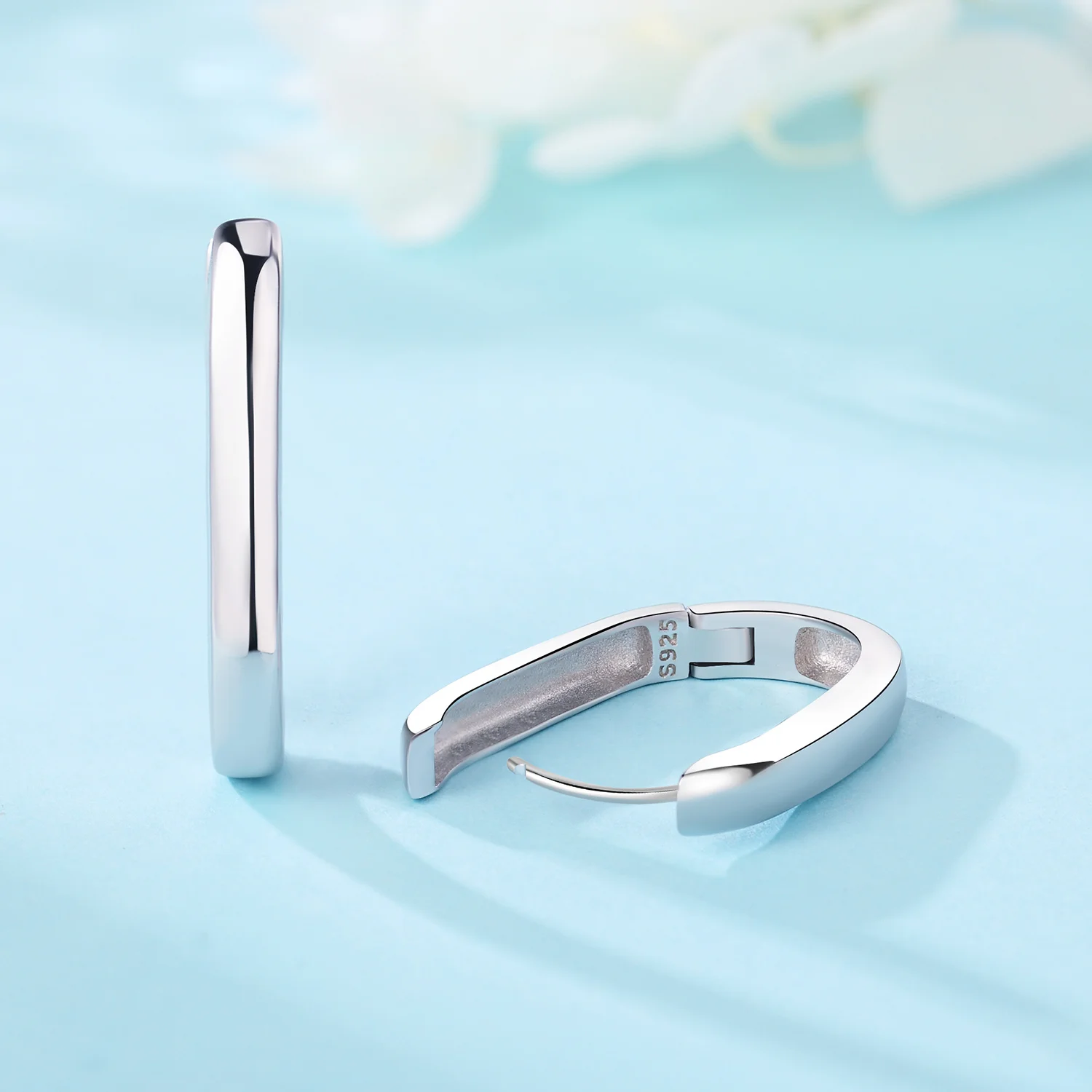 CYCUFF Argento sterling 925 Semplici grandi orecchini a forma di U 2 colori Orecchini a cerchio Oro argento Adatto alle donne Anniversario Gioielli fai da te