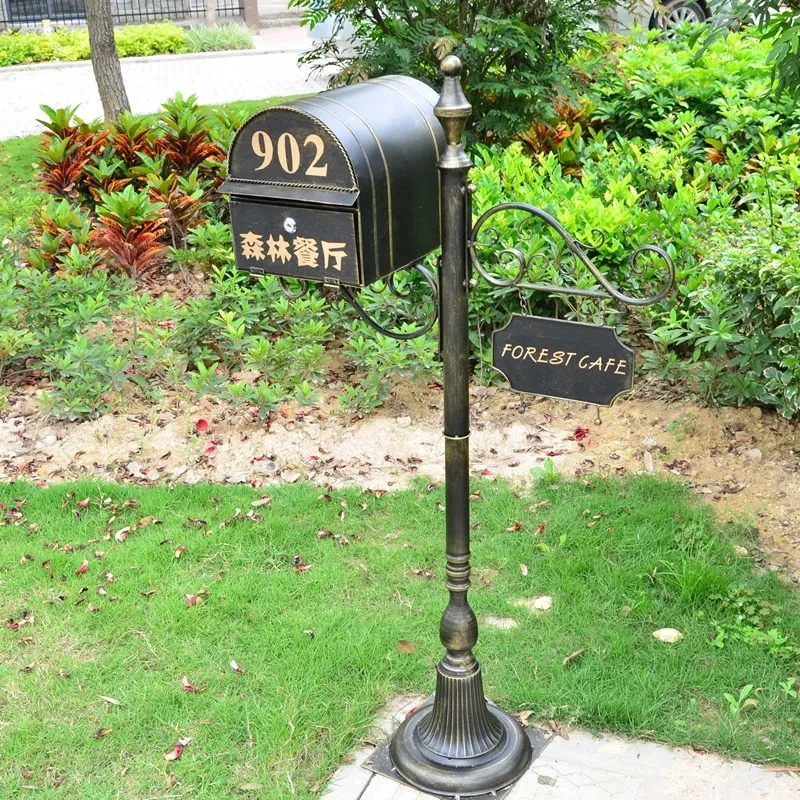 Metal Stand Mailbox For Villa Garden Park Outdoor Rust Resistant Postbox Retro Classic Newspaper Letter Box Post Mount Letterbox