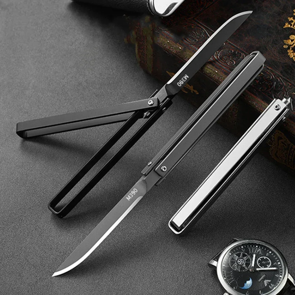 NEW M390 Blade Stainless Steel Handle Knife Outdoor EDC Portable Unboxing Self-defense New Rotatable Small Knife