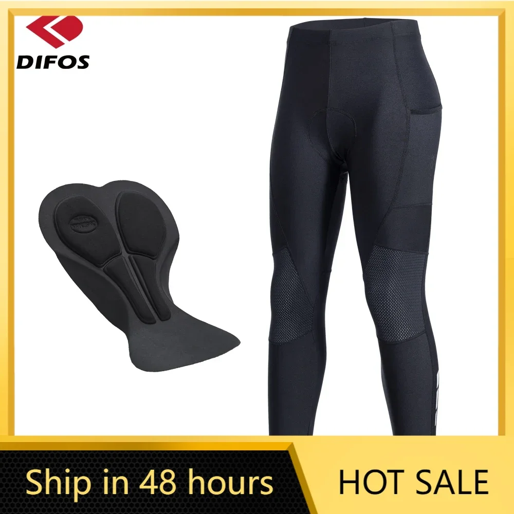 DIFOS Men's Cycling Pants Winter Reflective MTB Road Bicycle Long Pants Shockproof Keep Warm Outdoor Sports Fleece Trousers