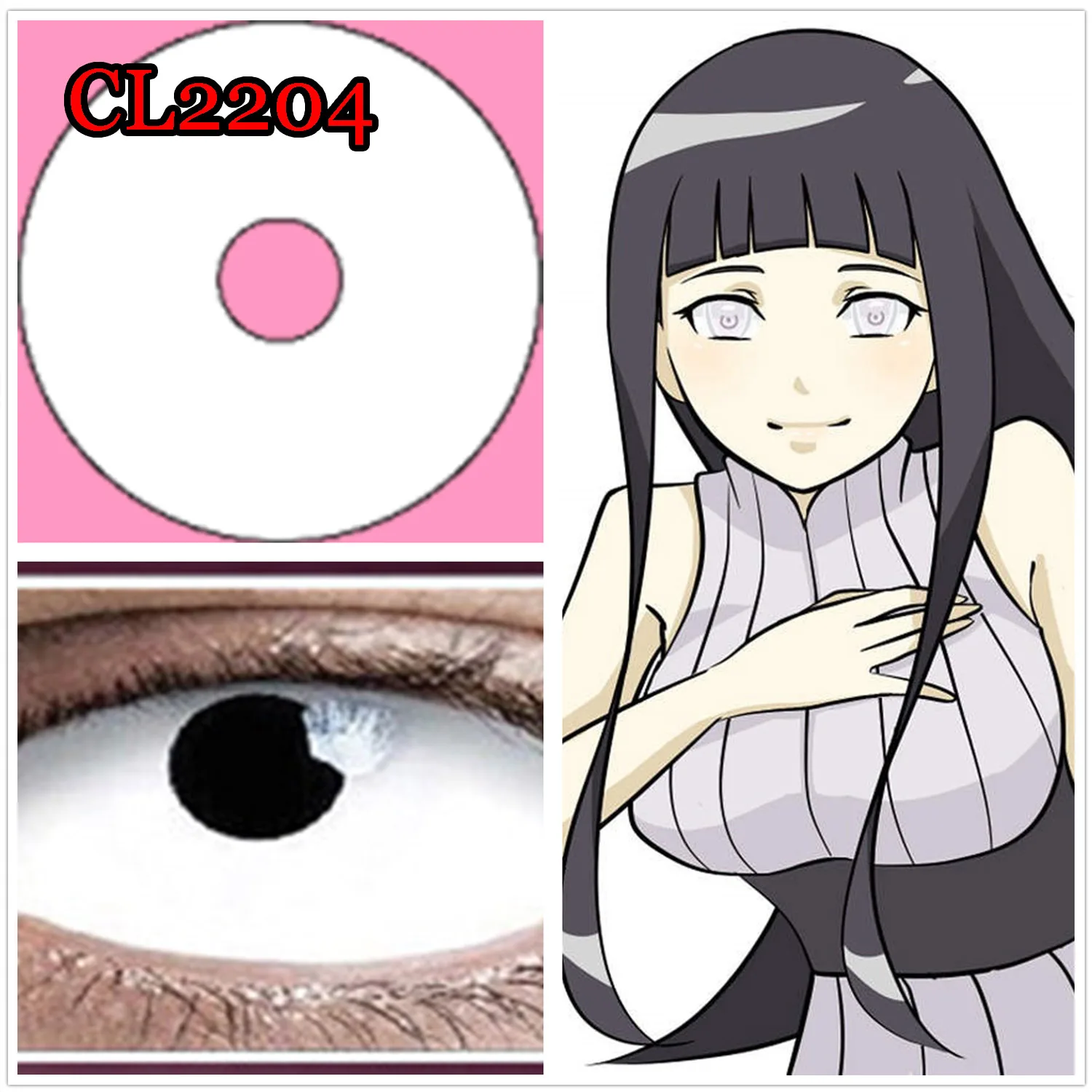 Coslens Black Sclera Contacts Lenses Plano Halloween 22mm Full Eye Anime Accessories CL2202