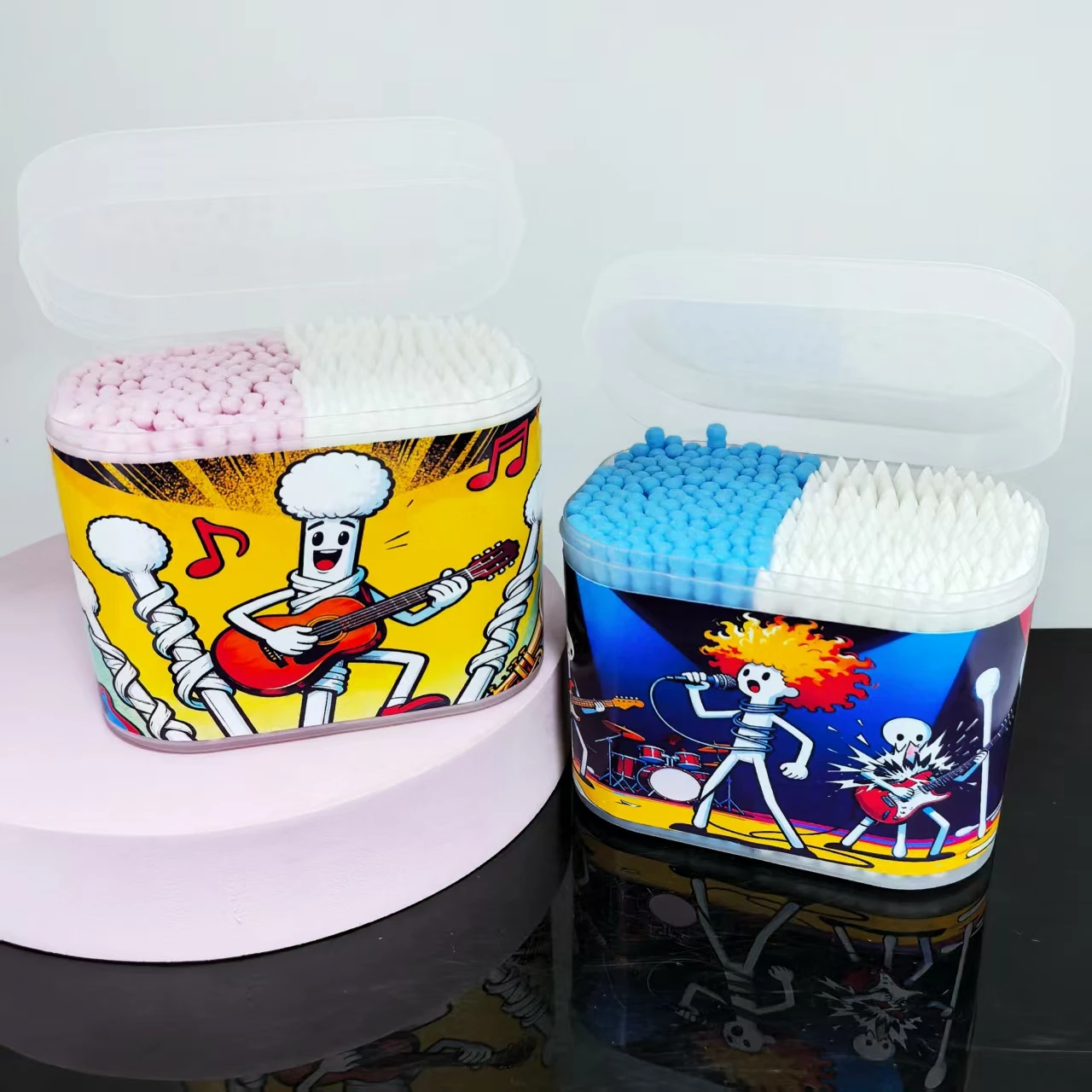 300 шт./600 шт., ватные палочки с рисунком музыкальной серии, двусторонние ватные палочки для чистки, ватные палочки для ежедневного использования, бытовые ватные тампоны