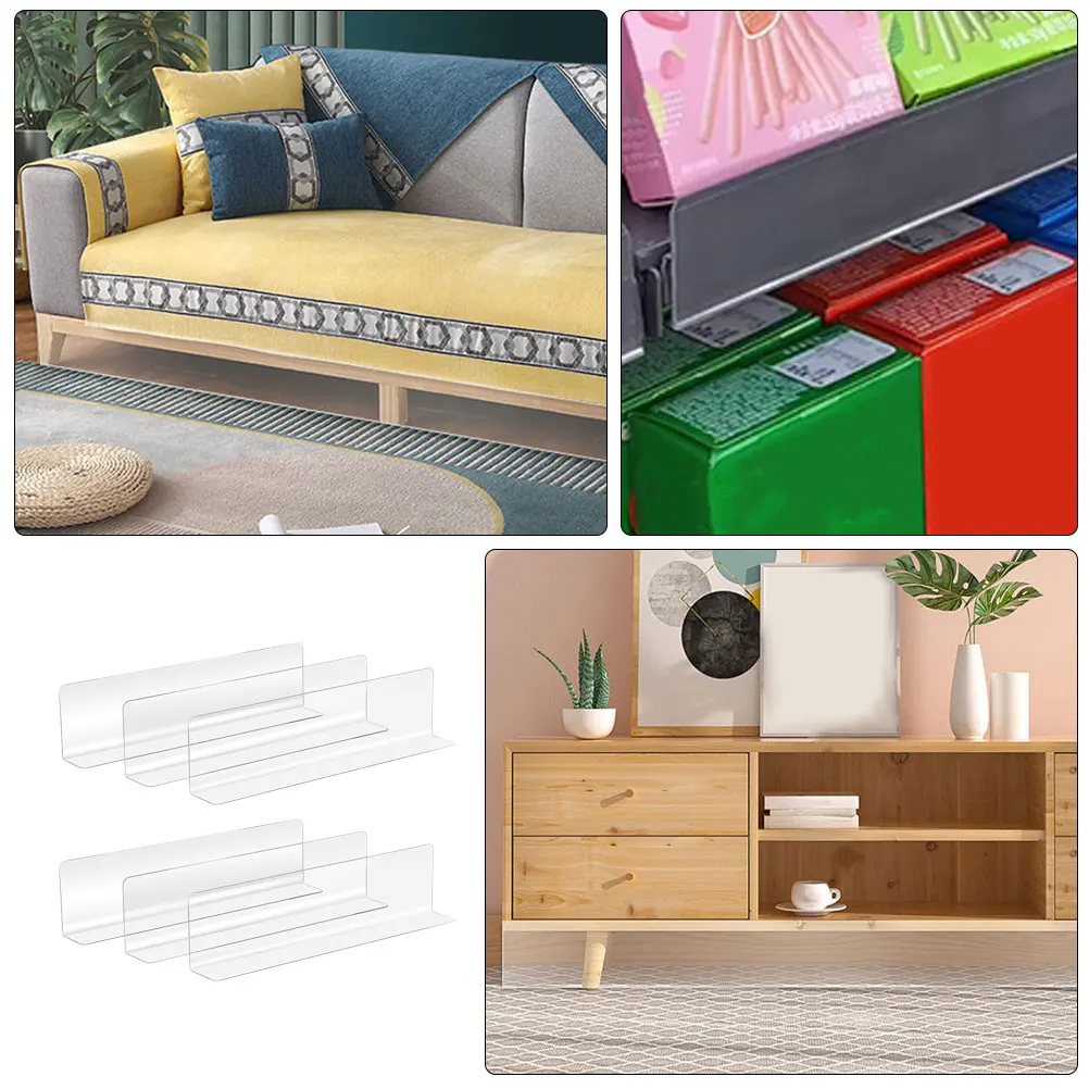

6PCS L-Shaped Shelf Dividers 35cm Plastic Isolation Boards Closet Organizers Transparent Separators Plastic