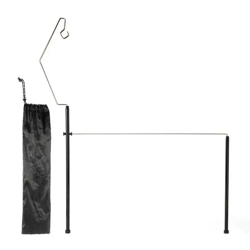 Mesa de acampamento em forma de l suporte com suporte de luz cabide de acampamento rack lanterna suporte organizador de mesa panelas rack para acampamento