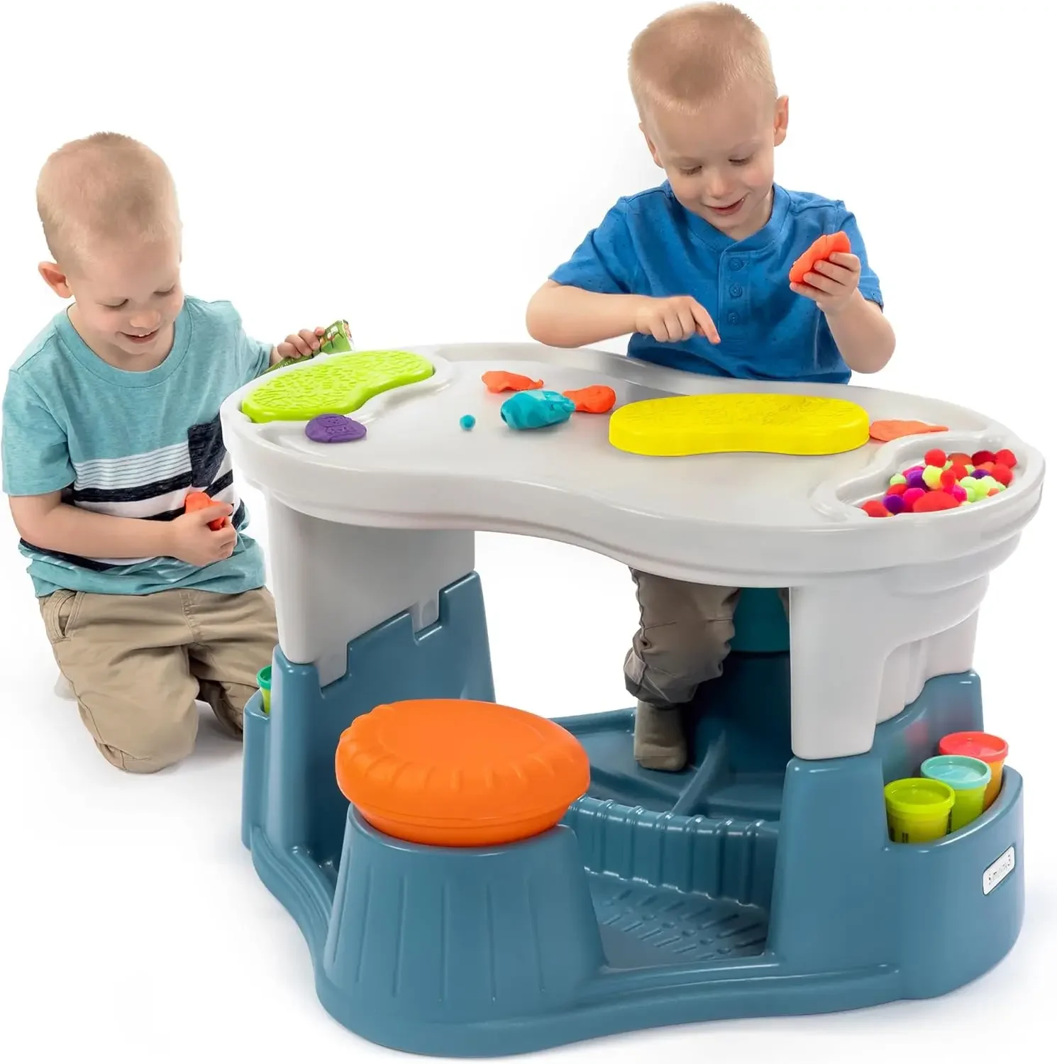 3  Sensory Table with Active Seating and Art Storage, Toddler Activity Table and Chairs Set for Ages 1-1/2 to 6,