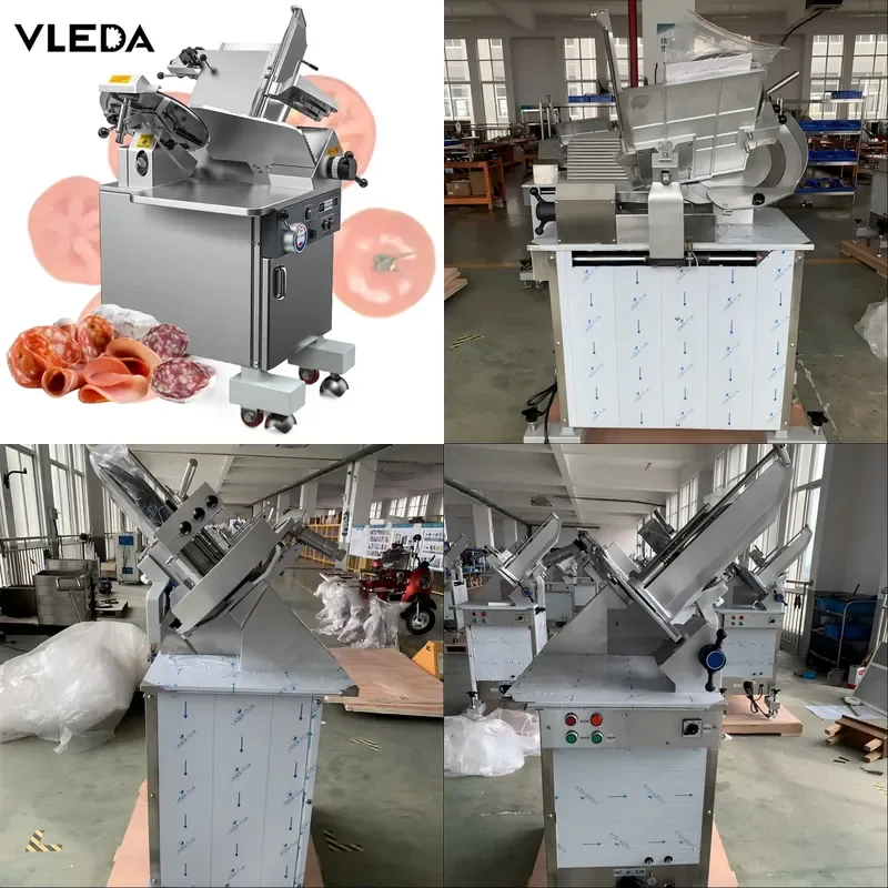 for Commercial 14 inch Automatic Meat Cutter 1.5KW High Efficiency Frozen Beef Lamb Roll Slicer Electric Meat Cutting Machine