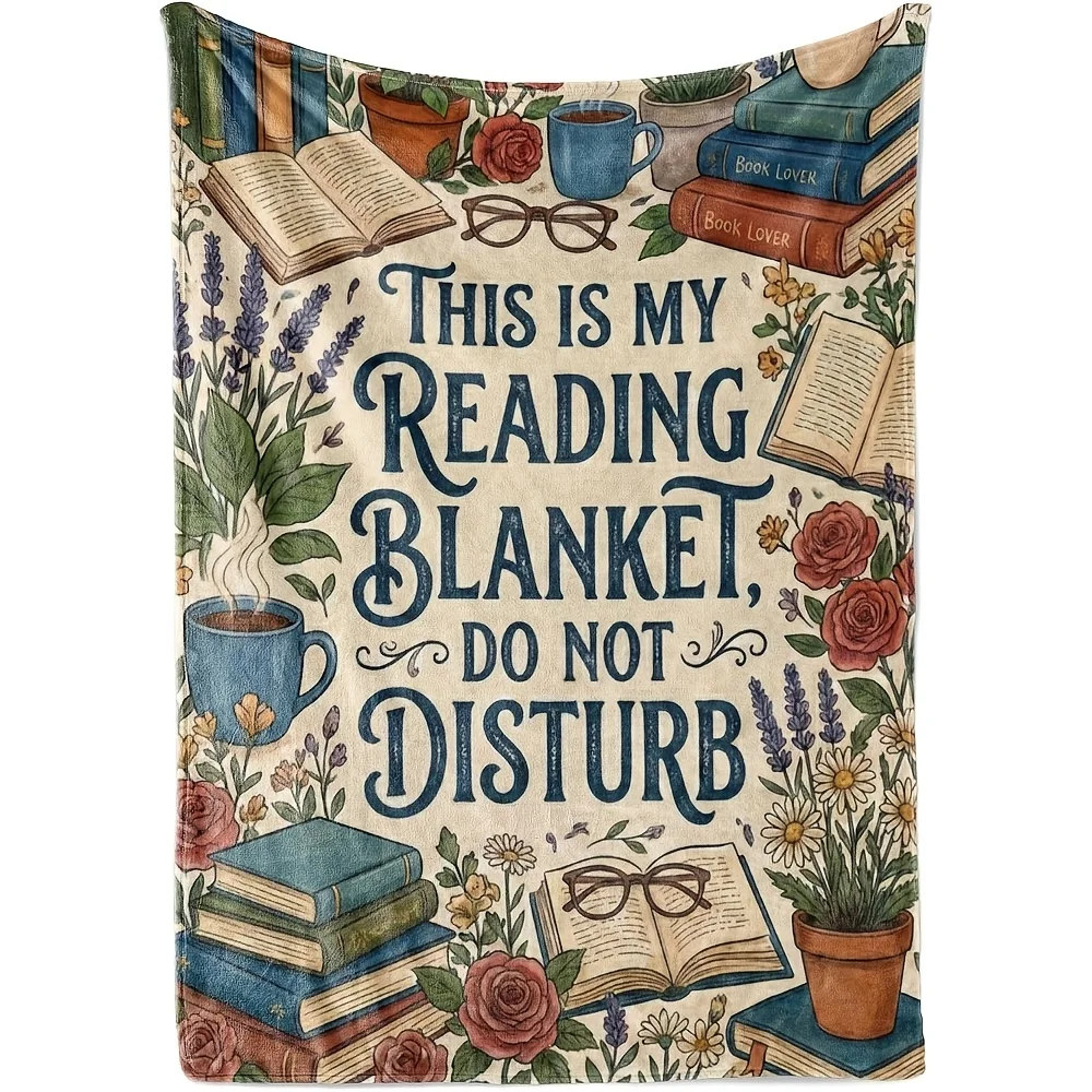 1pc Comfortable Blanket for Bookworms, Reading Enthusiasts, Women's Gift, Bookworm Reading Birthday Gift, Christmas, Beige