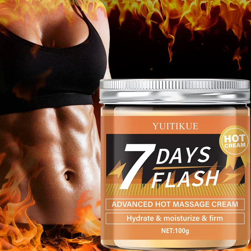 كريم YUITIKUE 7 أيام فلاش هوت 100 جرام - تدليك ساخن متطور، يشد البشرة وترطيبها، للذراعين والبطن والساقين، محسن للتمرين #2