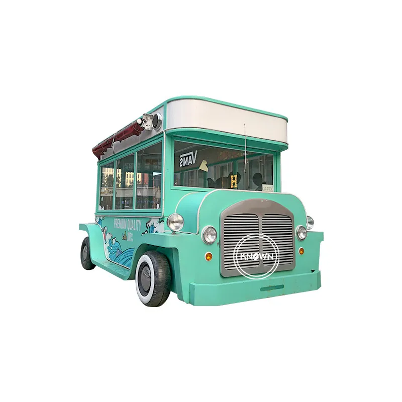 Carrello elettrico per fast food Carrello a 4 ruote Carrello per fast food Conssion Van Truck Carrello mobile per catering all'aperto