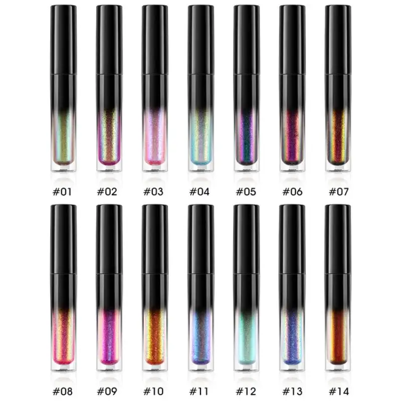 Glitzer Lip gloss benutzer definierte Logo Make-up Multi chrom Lip gloss Chamäleon Pigment Duo chrom flüssigen Lippenstift vegan metallischen Lip gloss