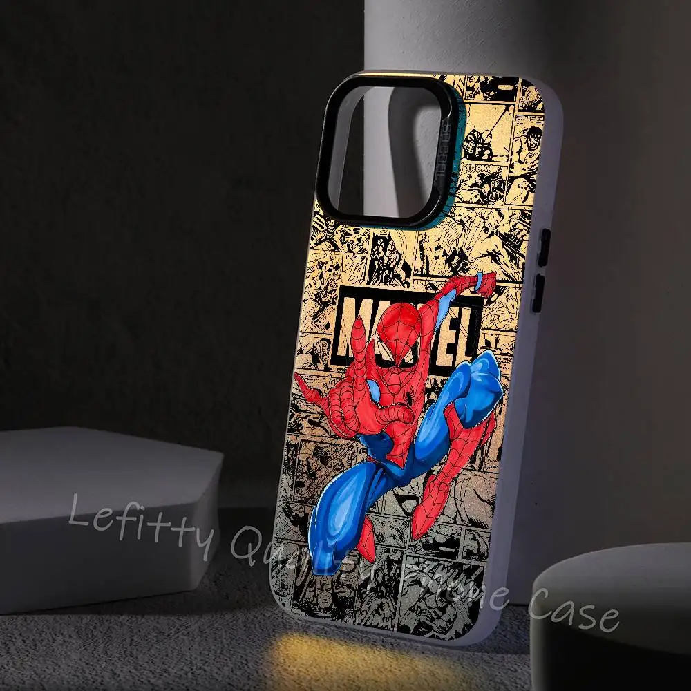 

Spider-Man Miles Morales Phone Case Laser Metallic For iPhone 16 15 14 13 12 11 Pro Max Matte Aurora Multicolor gradient Cover
