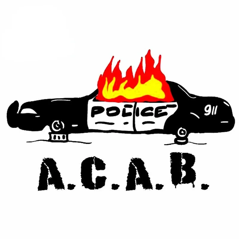 New Design for Burning Police ACAB Vinyl Car Packaging Cartoon Windows Waterproof Car Stickers Personality Creative Decal, 13cm