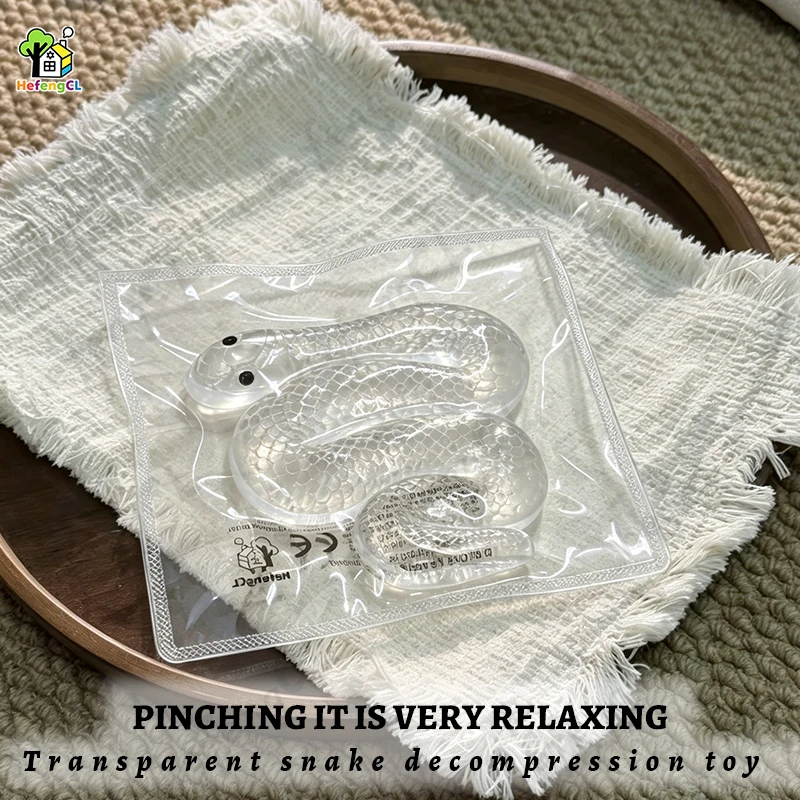 (HefengCL)Transparent Snake Squishy Toys, Soft Sensory Toys, Ideal Gifts for Office, Classroom, Parties & Holidays