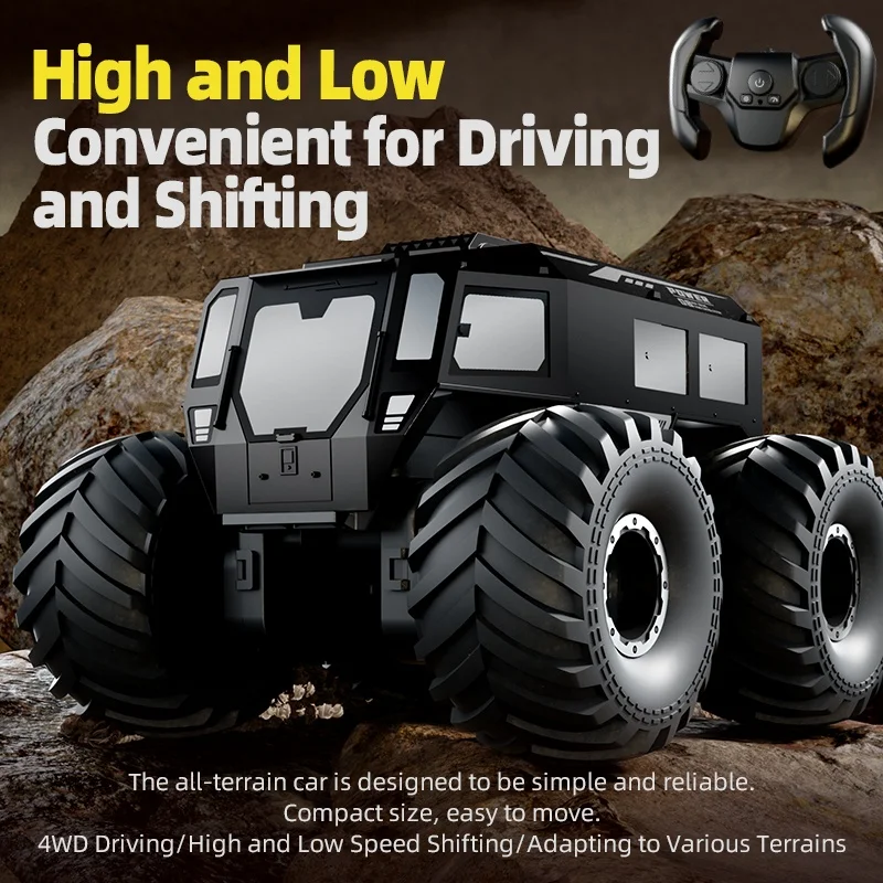 

360-Degree Rotation 4WD Amphibious All Terrain Amphibious off-Road Car 4WD Waterproof Drift Racing Remote Control Car Toys Gifts