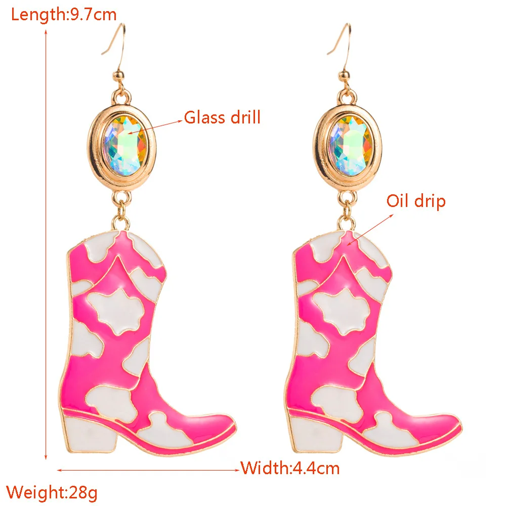Popular jewelry personality exaggerated earrings creative fashion cowboy boots alloy drip diamond multi-layer earrings women