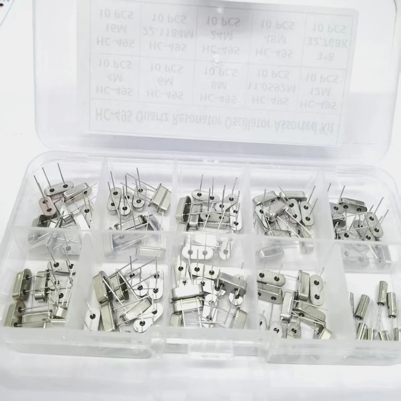 10Values HC-49S Quartz Resonator DIP Crystal Oscillator Kit 4MHz 6MHz 8MHz 12MHz 16MHz 24MHz 25MHz 48MHz 2Pin DIY Electronic Set