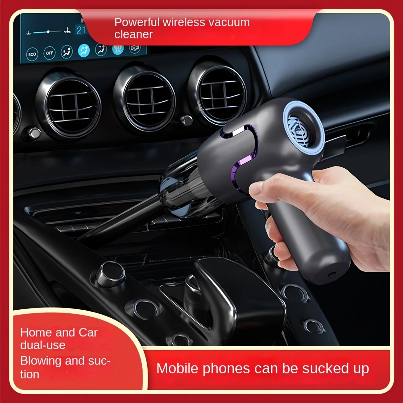 12000Pa Portable Car Vacuum Cleaner Cordless Handheld 4-in-1 Suction/Blow/Pump/Inflate Mini Vacuum for Car Home Desktop Cleaning