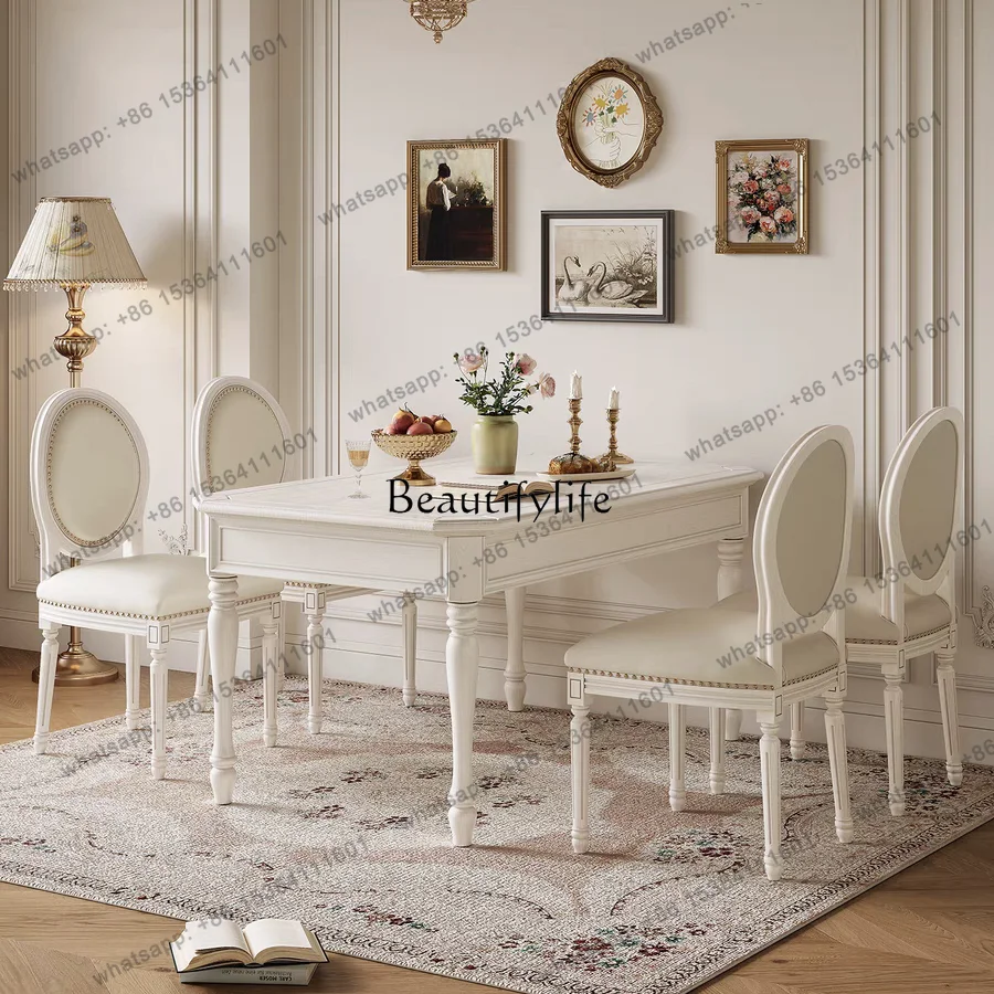 

Solid Wood Dining Table And Chair Combination Rectangular Small Apartment Simple Home