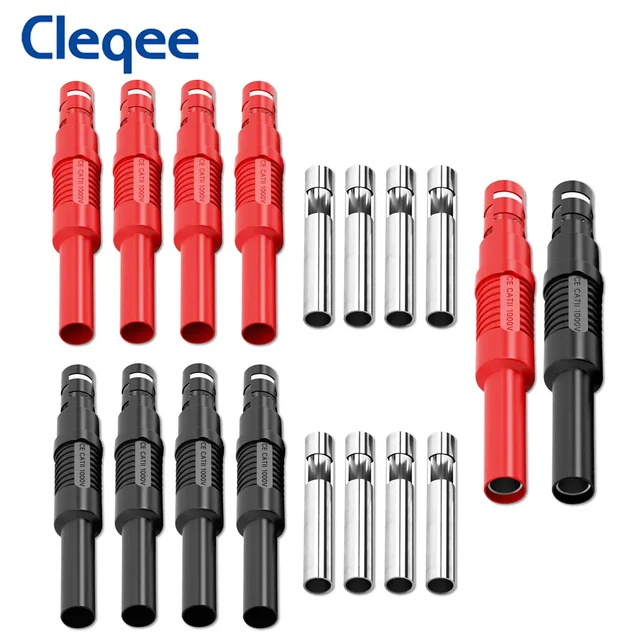 Cleqee 10 sztuk 32A 4mm gniazdo żeńskie bananowe złącze spawane wysoki prąd do przewodów pomiarowych multimetru DIY adapter elektryczny