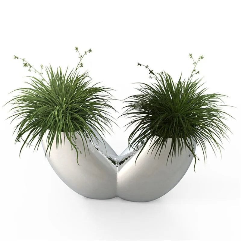 Indoor shopping mall subway station stainless steel flower pot container
