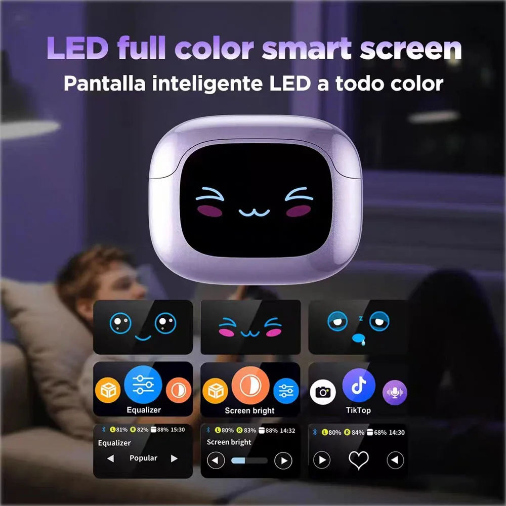 HTC NE32 Bluetooth V6.0 Ear Clip Earphones LCD Touch Screen AI Translator Earbuds Noise Reduction Wireless Sports Headphones